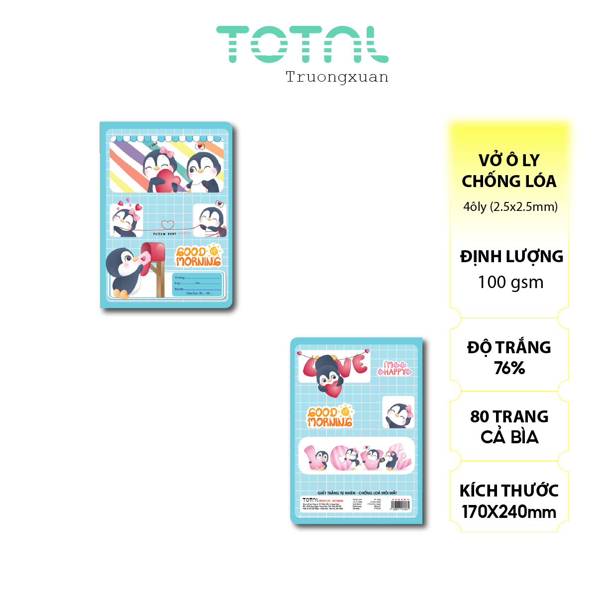 Vở oly chống lóa Total Penguin 80 trang 4 ôly