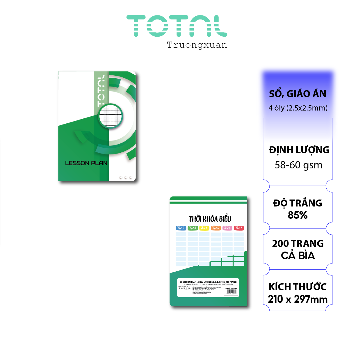 Sổ Lesson Plan 4 ôly 200 trang