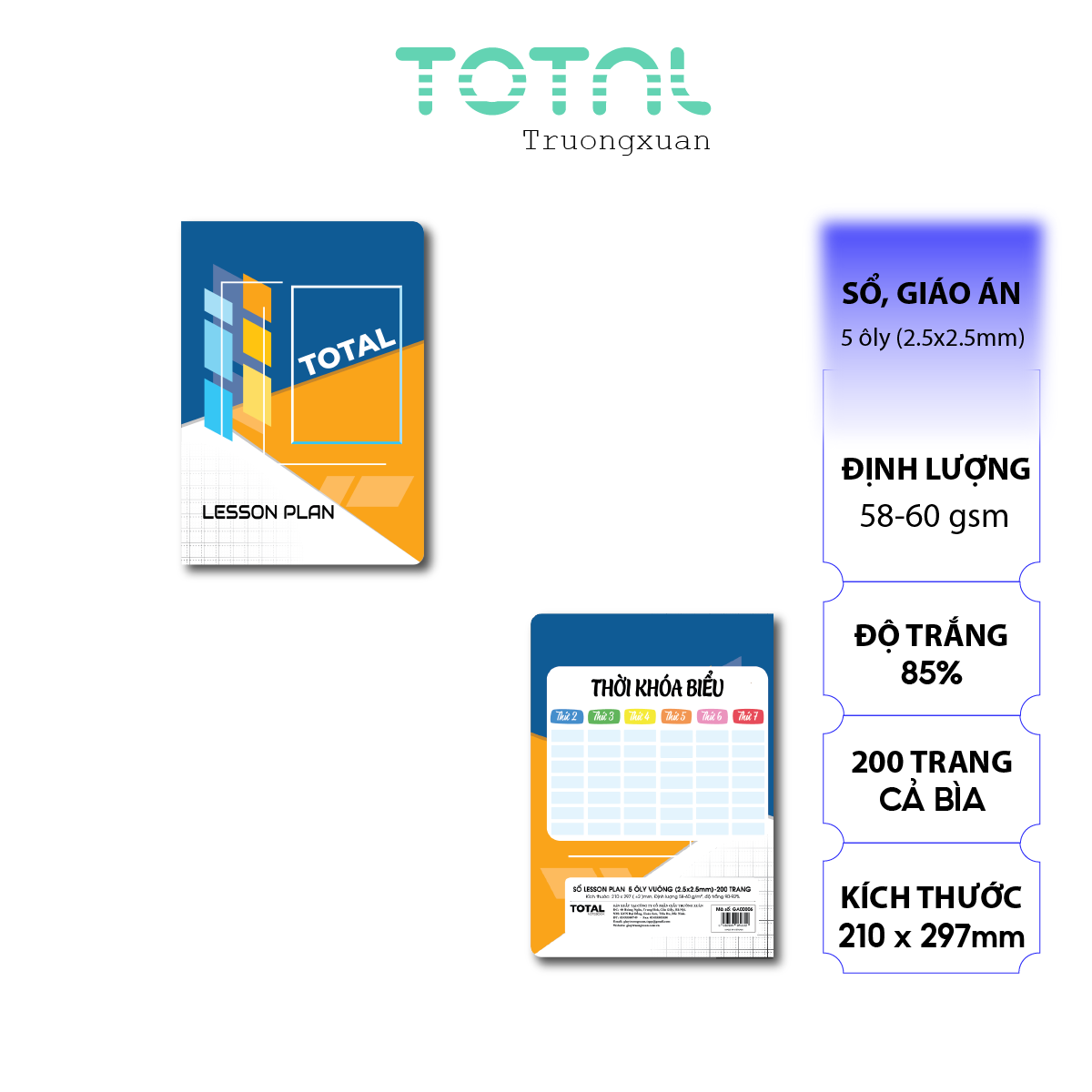 Sổ Lesson Plan 5 ôly 200 trang