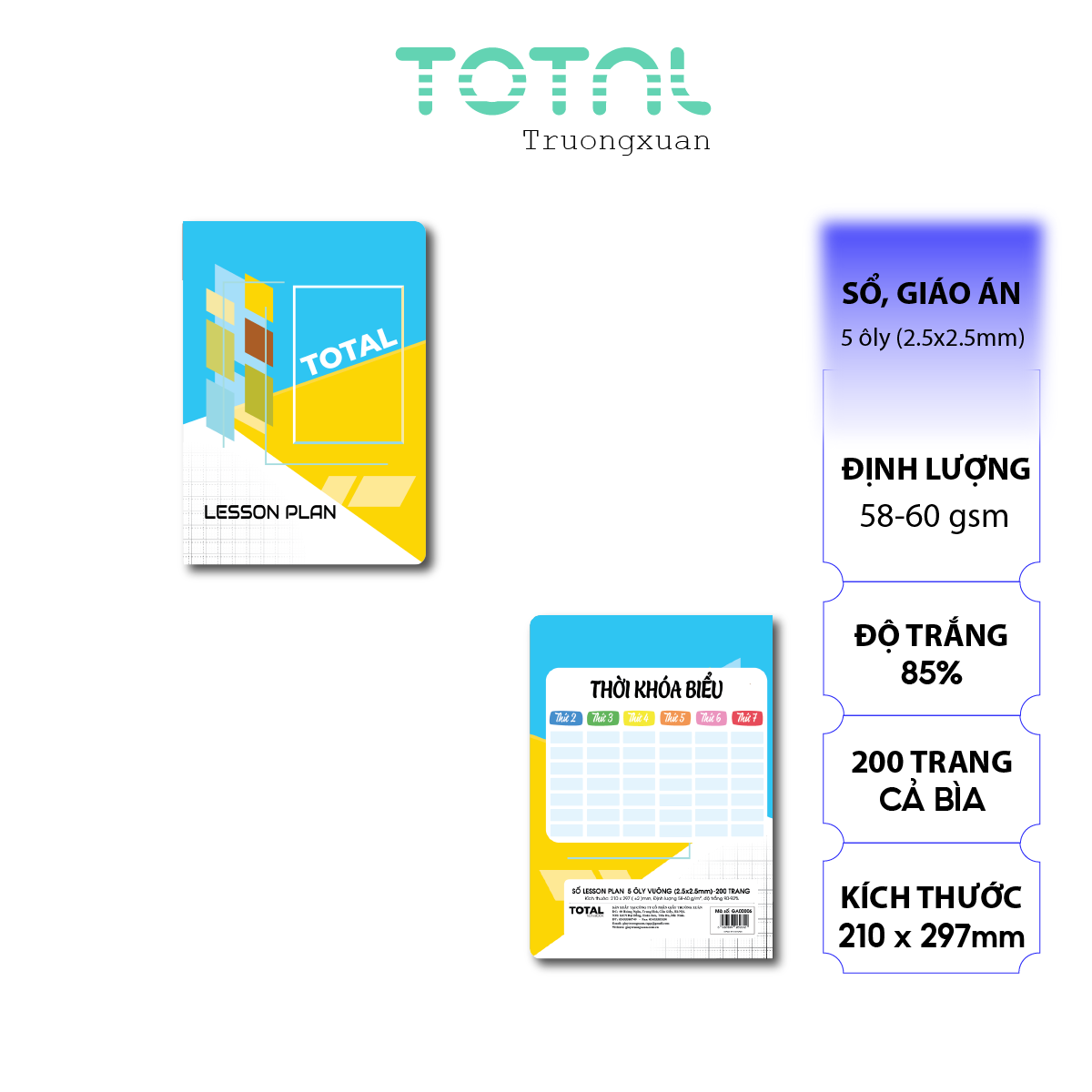 Sổ Lesson Plan 5 ôly 200 trang