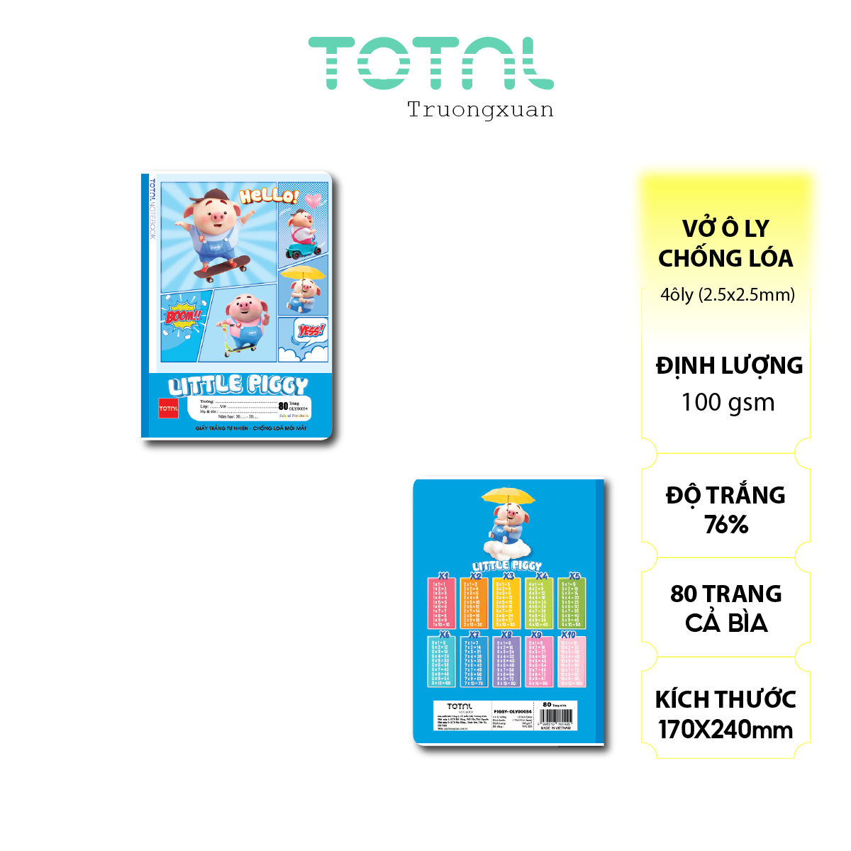 Vở oly chống lóa Total Piggy 80 trang 4 ôly