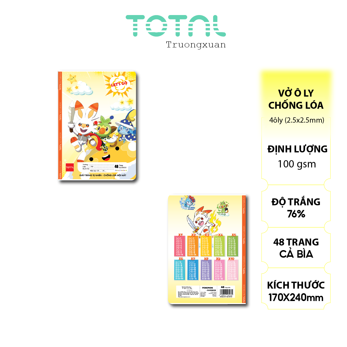 Vở oly chống lóa Total Pokemon 48 trang 4 ôly