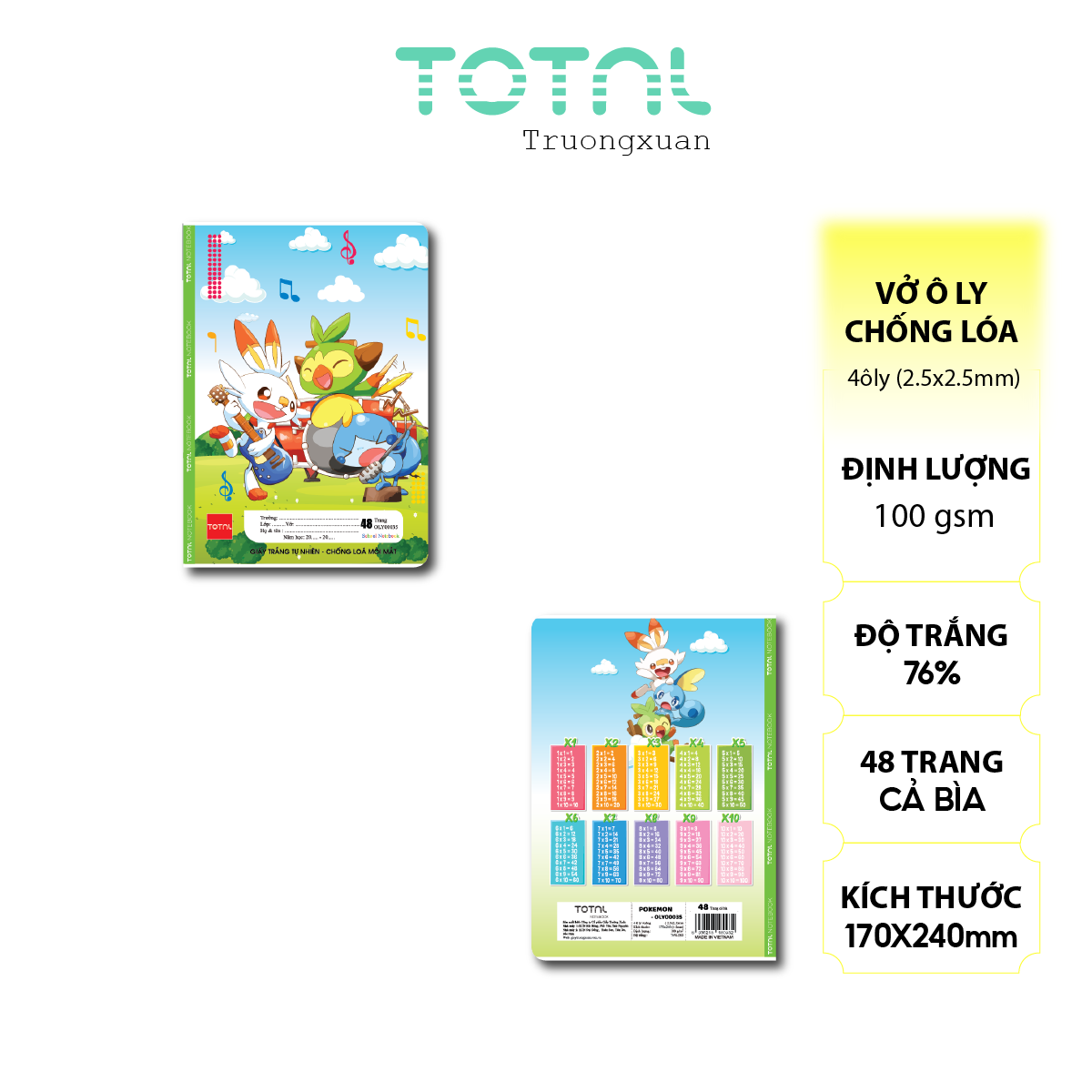 Vở oly chống lóa Total Pokemon 48 trang 4 ôly