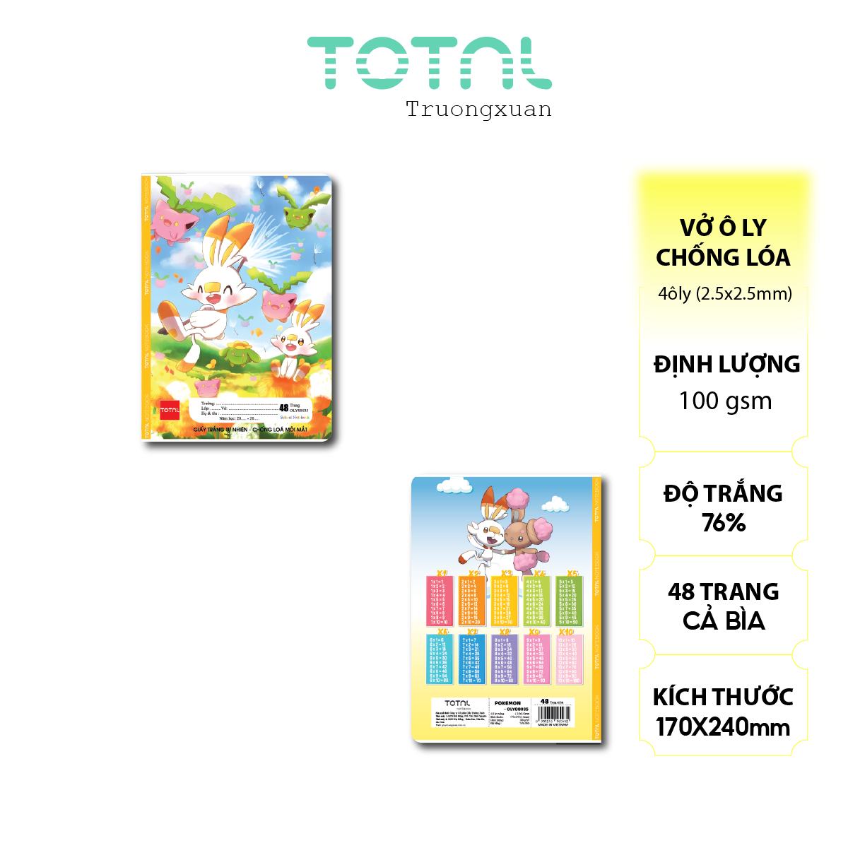 Vở oly chống lóa Total Pokemon 48 trang 4 ôly