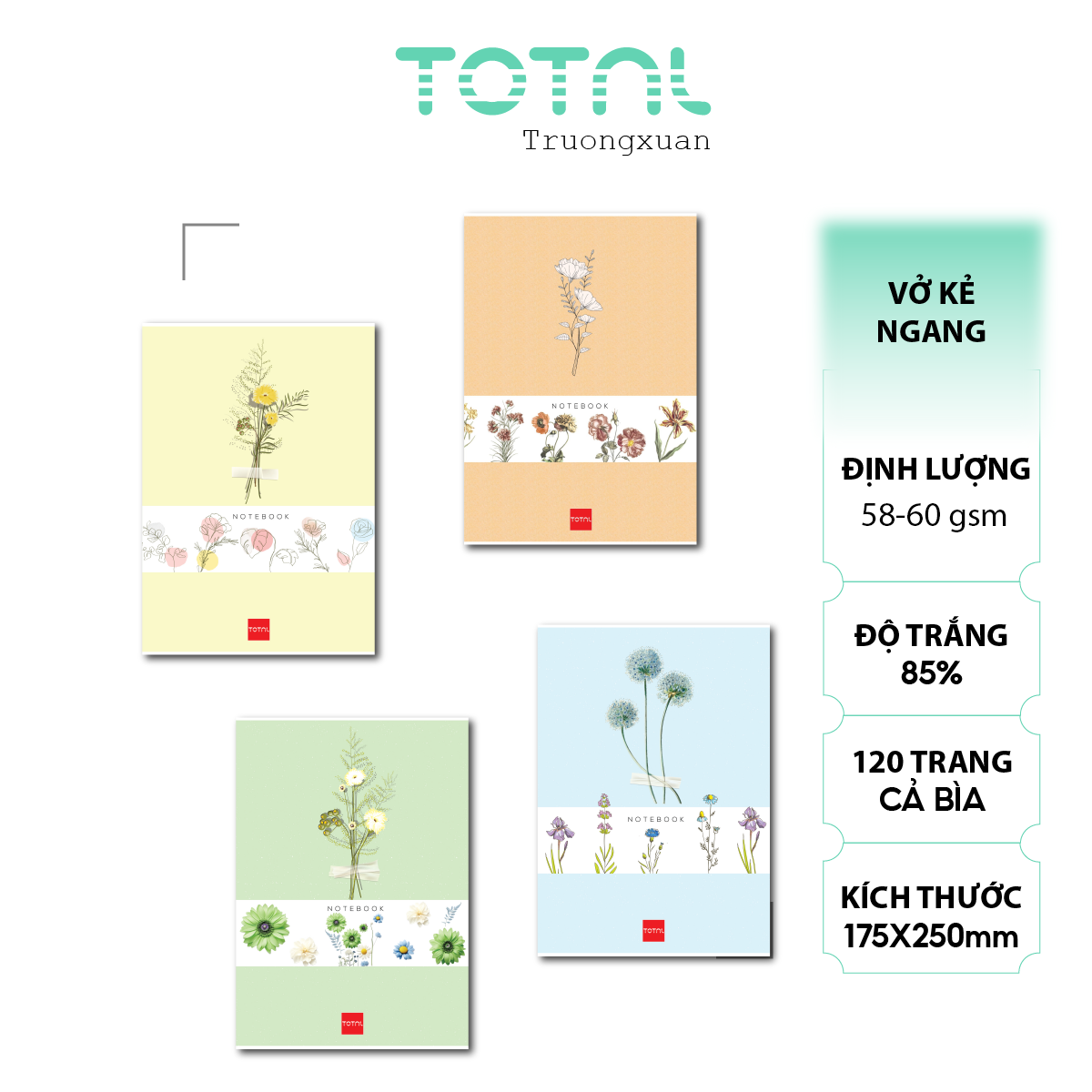 Vở kẻ ngang Total The Floral Series 120 trang