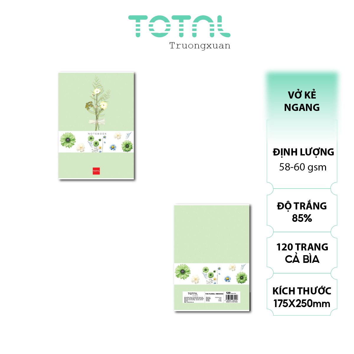 Vở kẻ ngang Total The Floral Series 120 trang