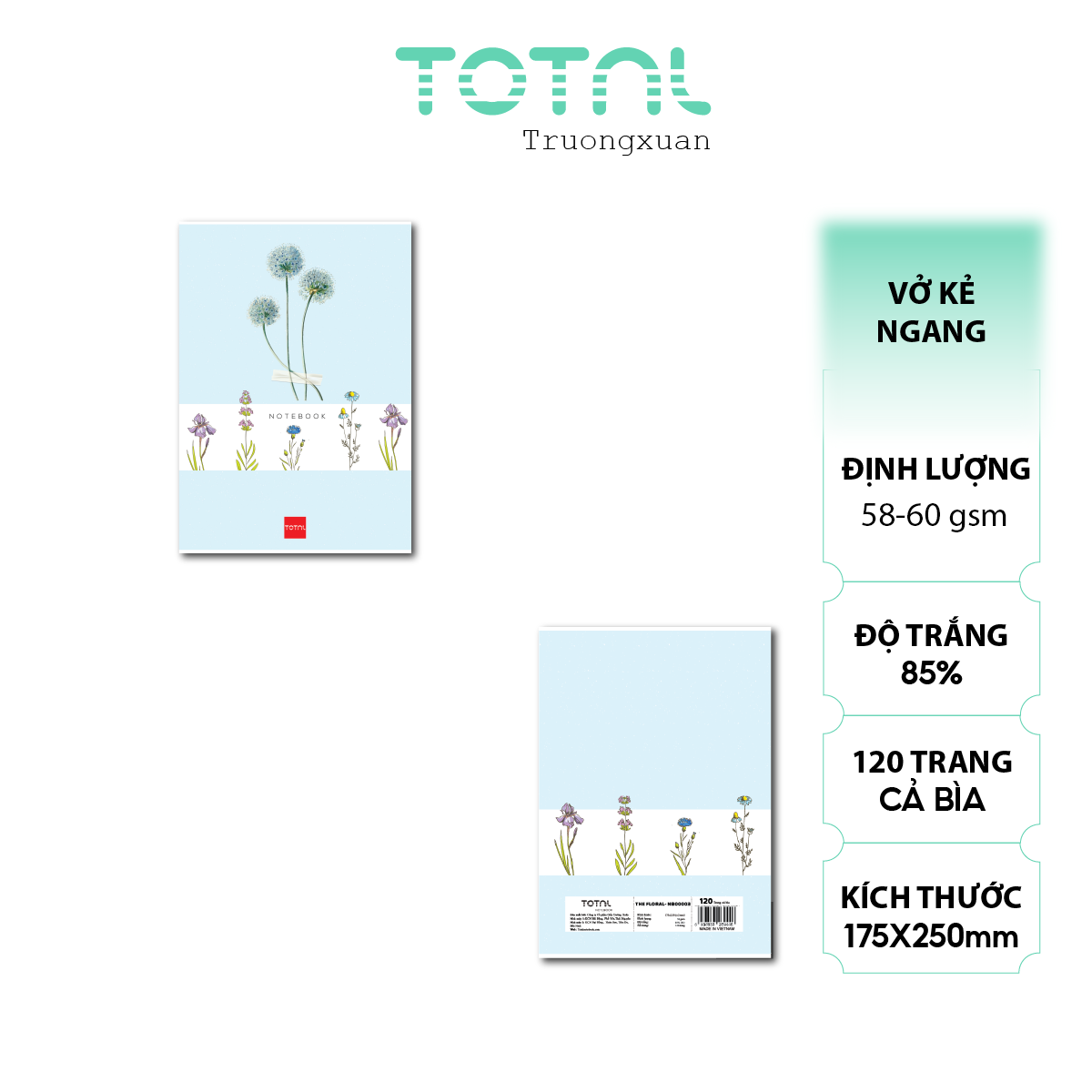 Vở kẻ ngang Total The Floral Series 120 trang