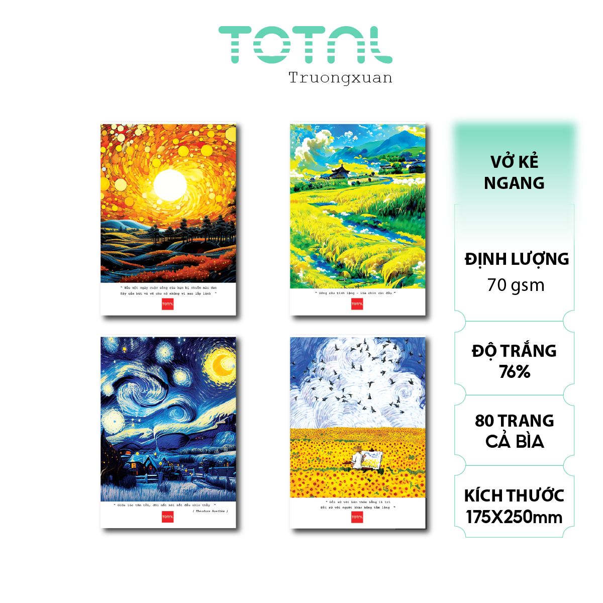 Vở kẻ ngang chống lóa Total Art 80 trang