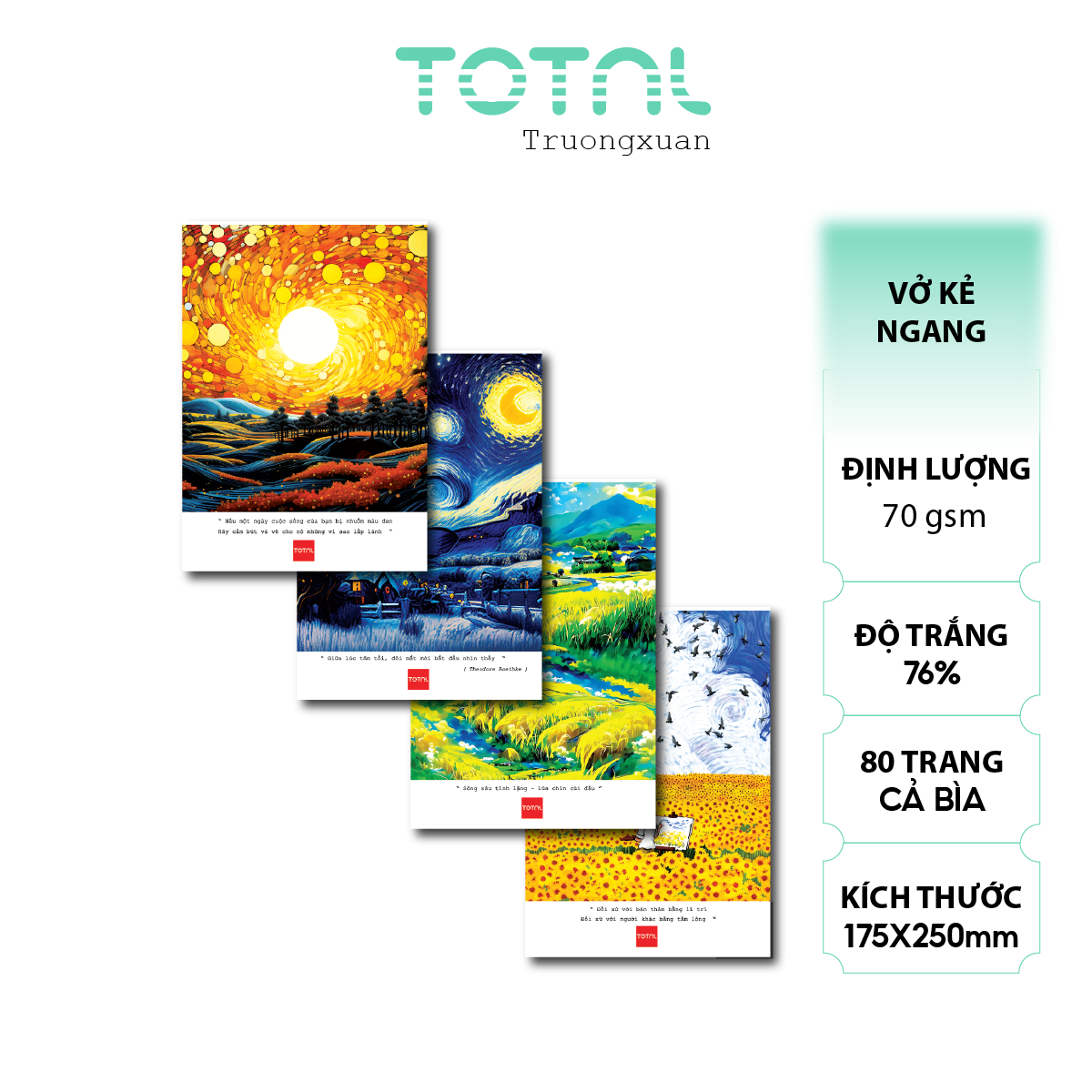 Vở kẻ ngang chống lóa Total Art 80 trang