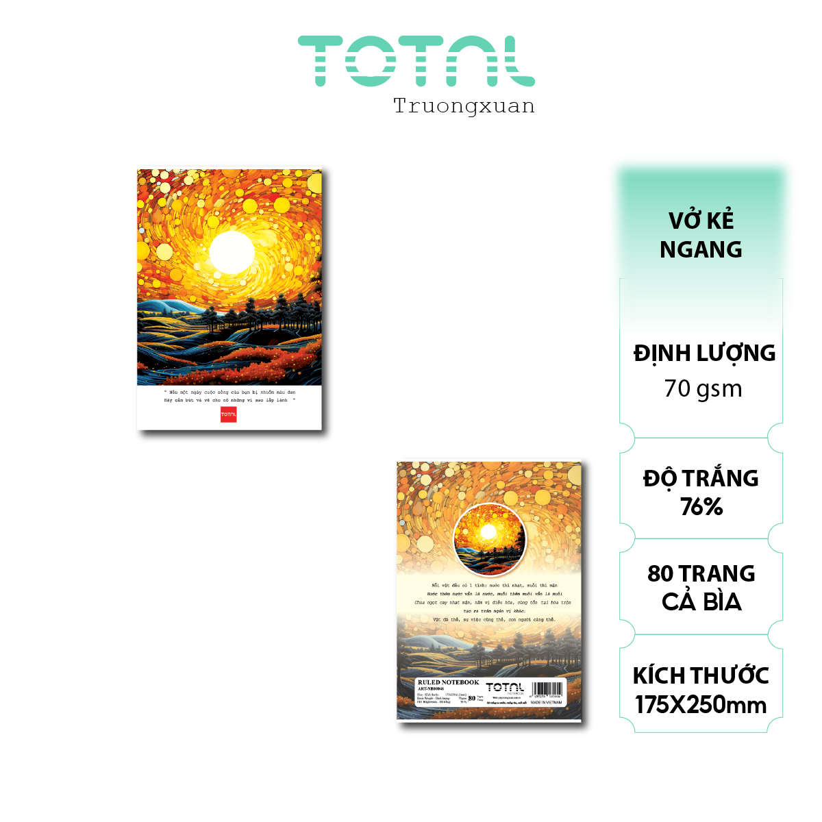 Vở kẻ ngang chống lóa Total Art 80 trang