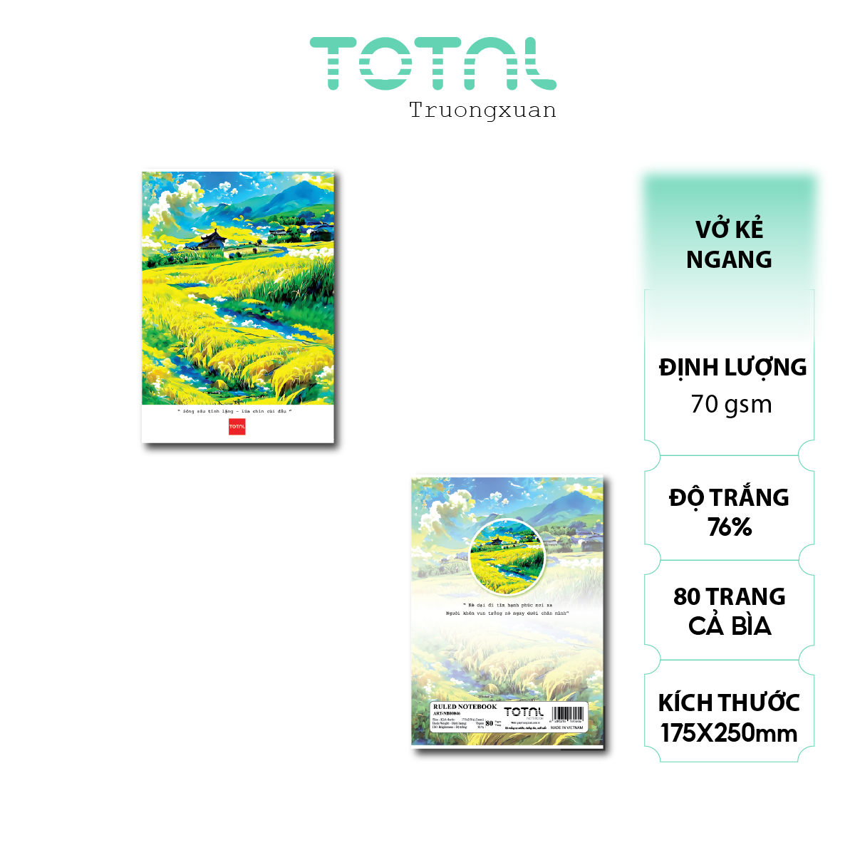 Vở kẻ ngang chống lóa Total Art 80 trang
