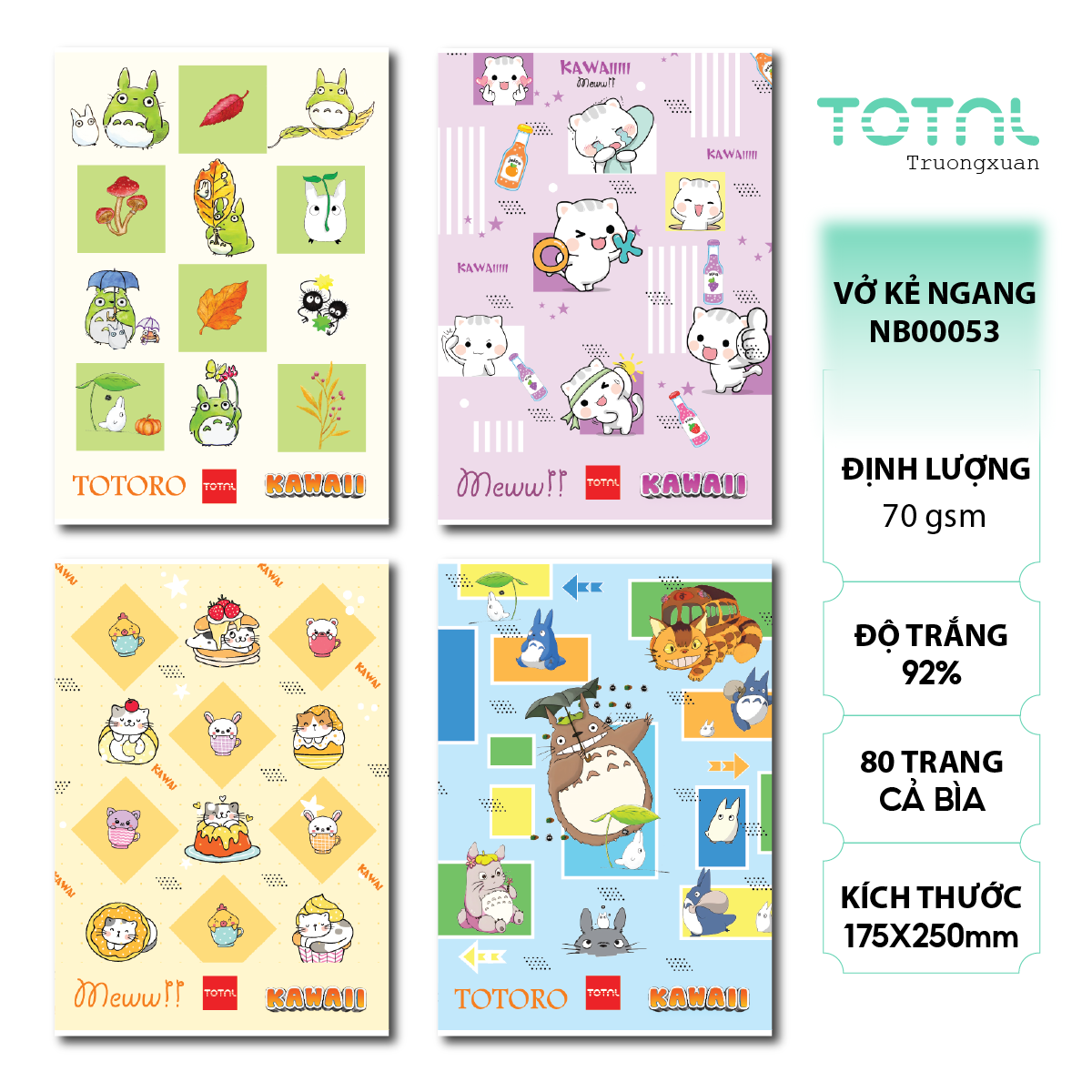 Vở kẻ ngang Total Kawaii Pet 80 trang