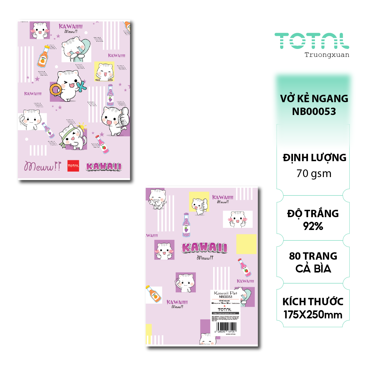 Vở kẻ ngang Total Kawaii Pet 80 trang