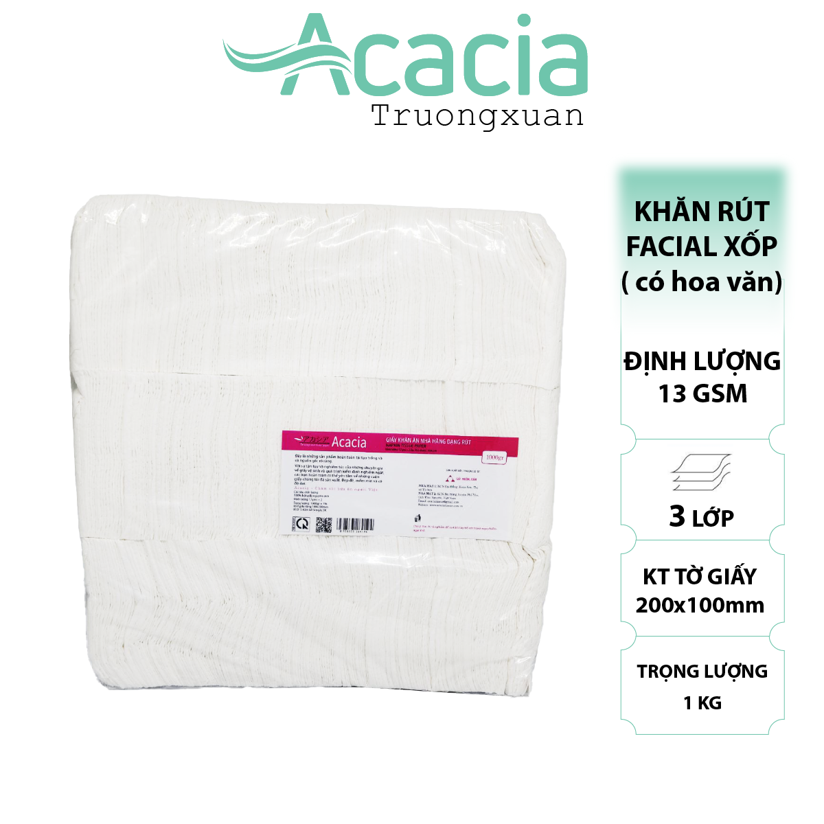 Khăn Rút Xốp Acacia 1 kg tem Hồng