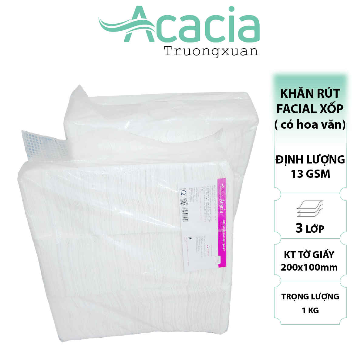 Khăn Rút Xốp Acacia 1 kg tem Hồng