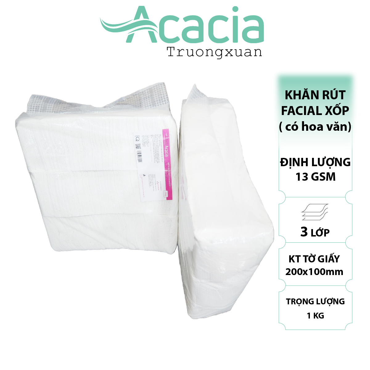 Khăn Rút Xốp Acacia 1 kg tem Hồng