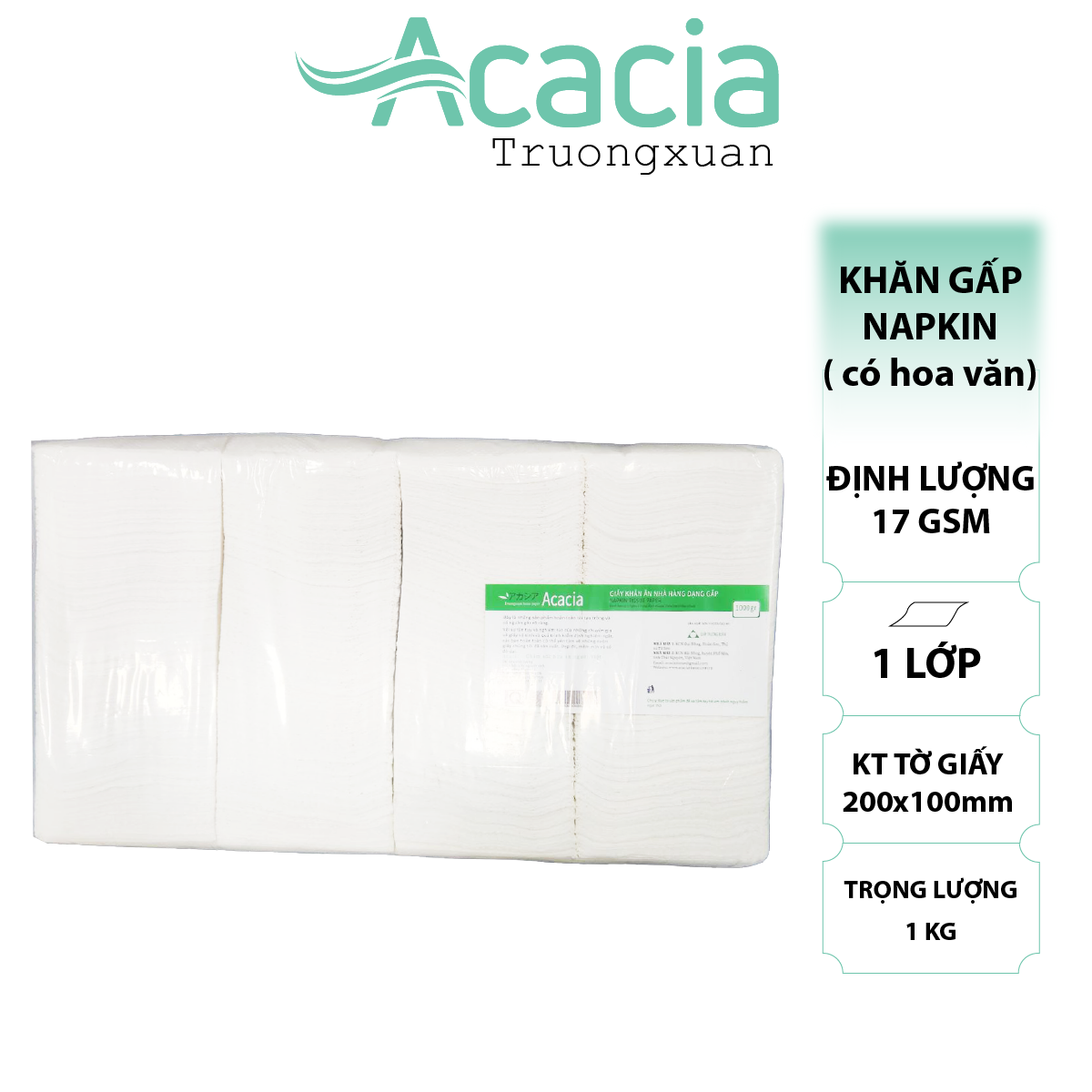 Khăn Gấp Acacia 1 kg tem Xanh