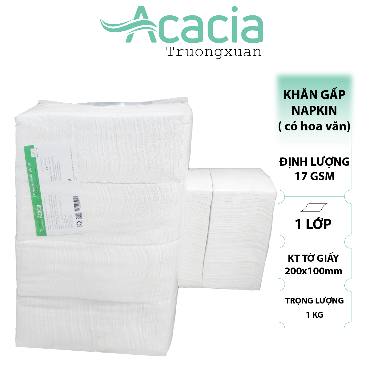 Khăn Gấp Acacia 1 kg tem Xanh