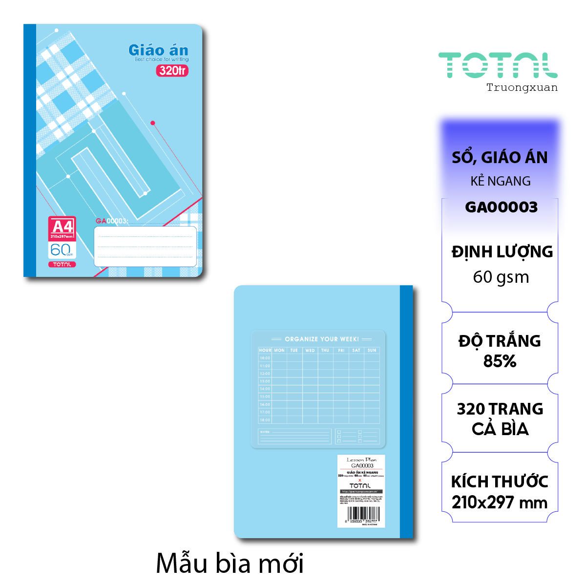 Giáo án kẻ ngang Total 320 trang GA00003