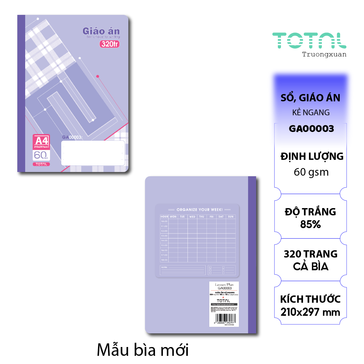 Giáo án kẻ ngang Total 320 trang GA00003