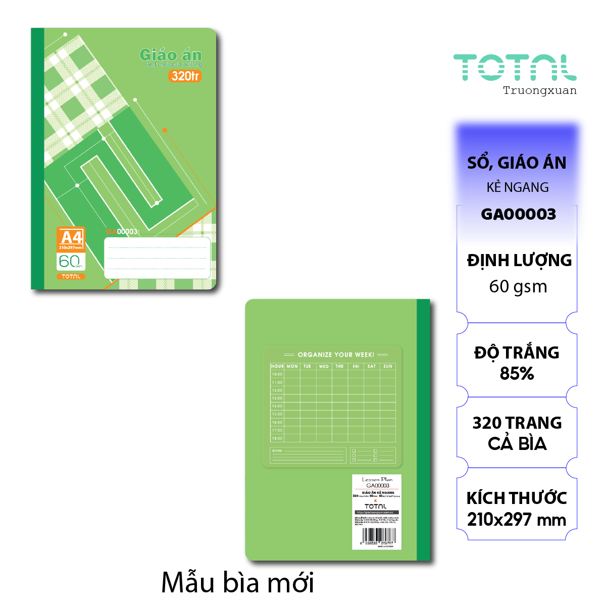 Giáo án kẻ ngang Total 320 trang GA00003