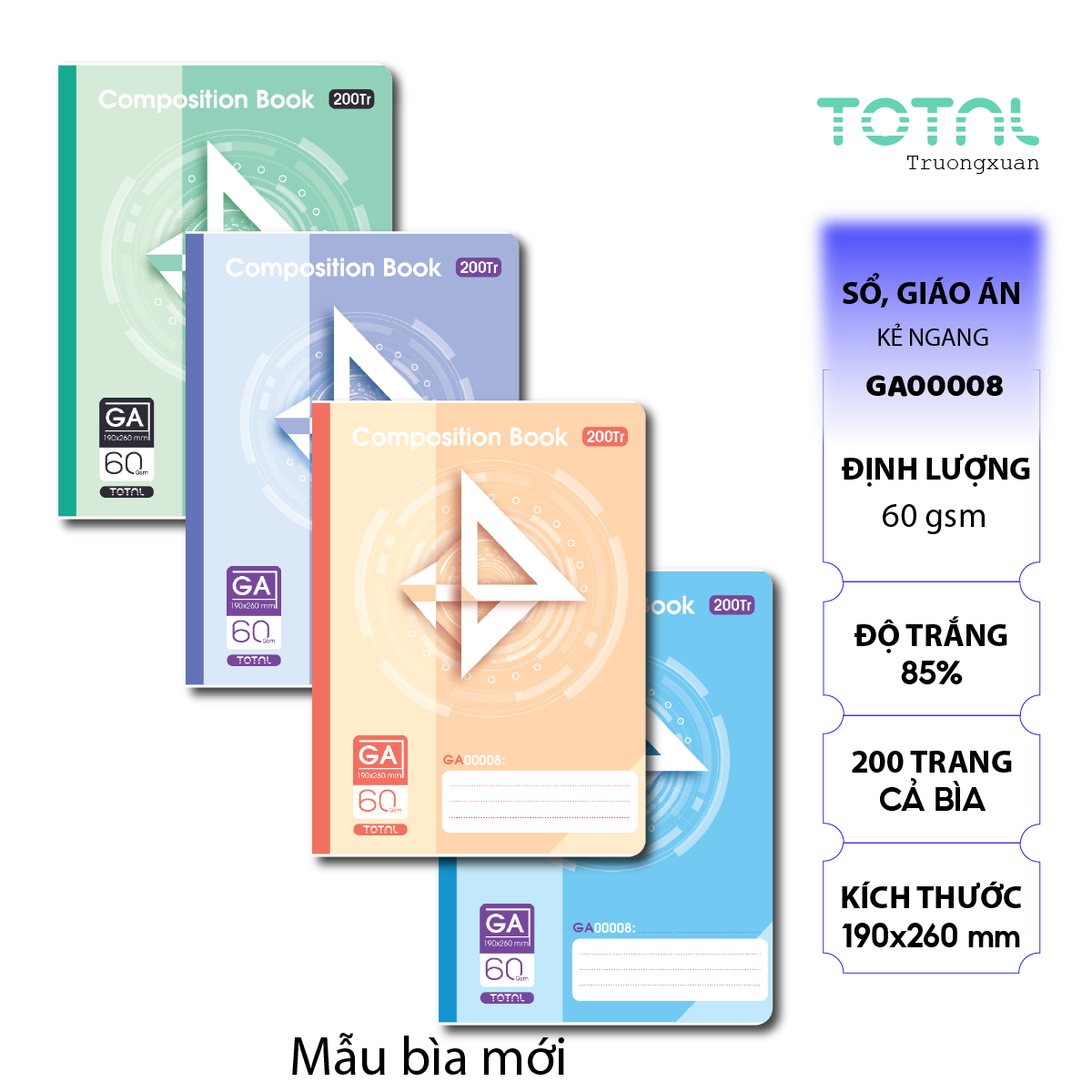 Sổ kẻ ngang Total 200 trang GA00008