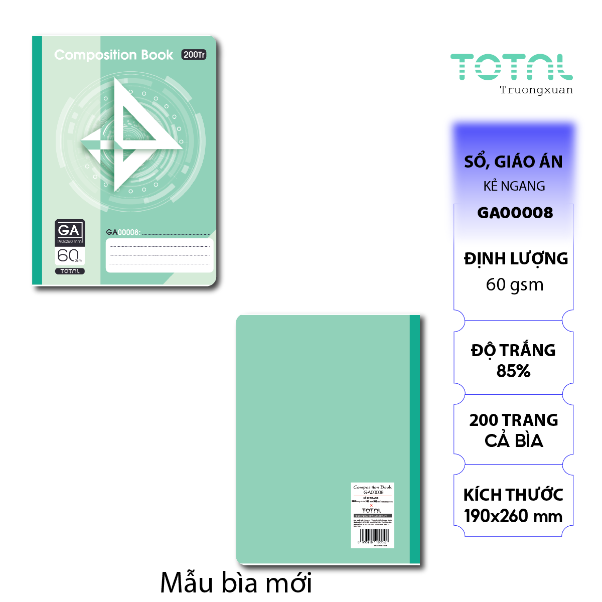 Sổ kẻ ngang Total 200 trang GA00008
