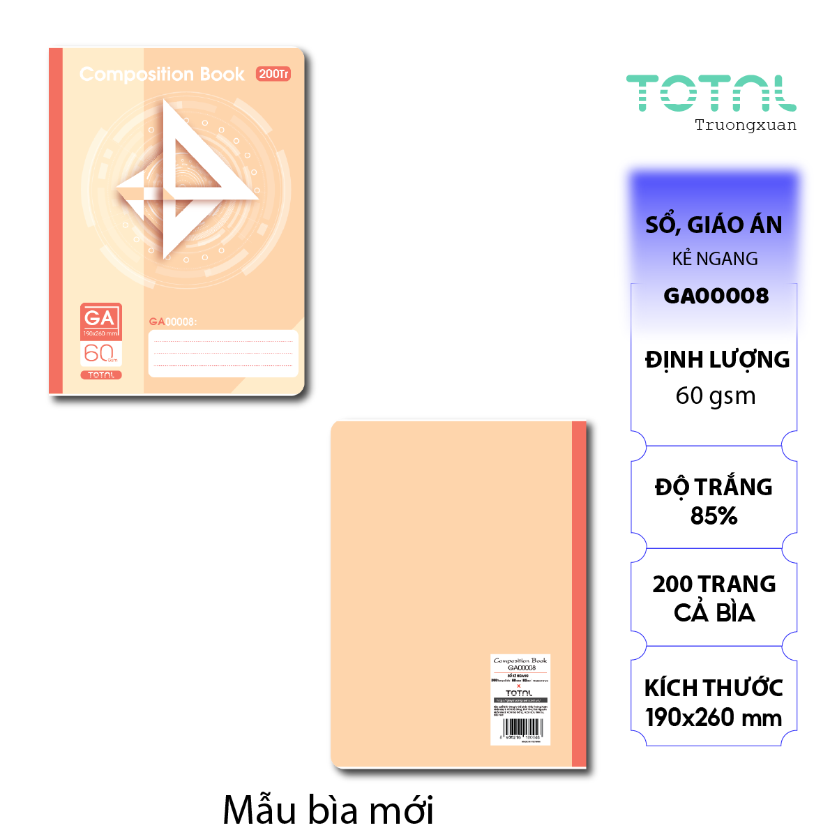 Sổ kẻ ngang Total 200 trang GA00008