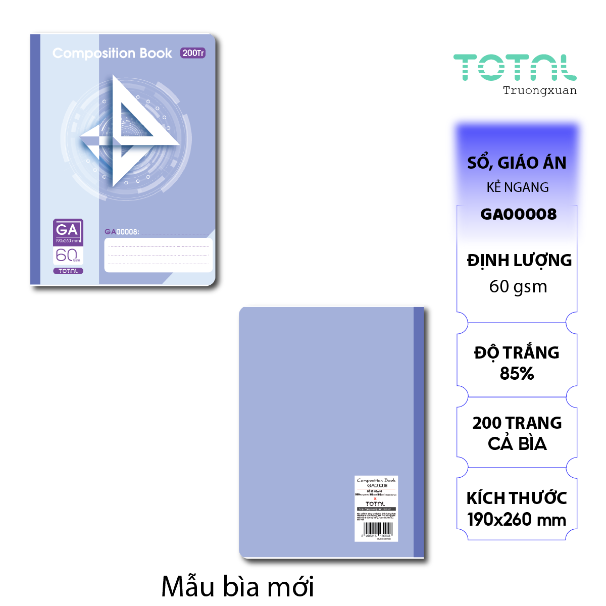 Sổ kẻ ngang Total 200 trang GA00008