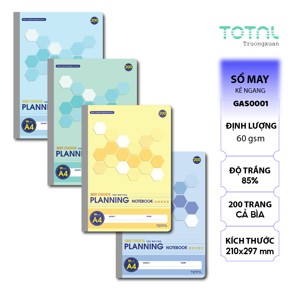 Sổ may dán gáy cao cấp Total GAS0001 200 trang