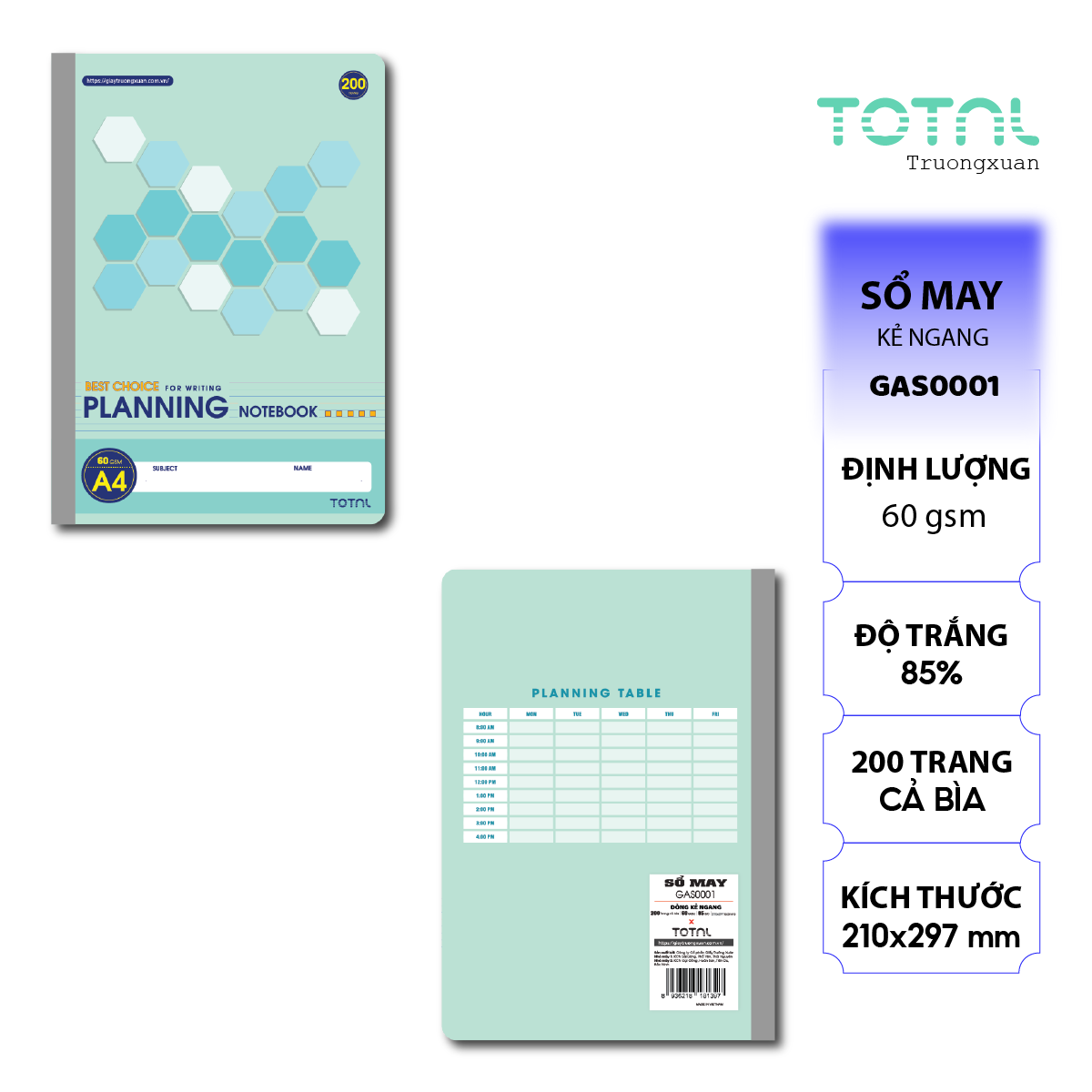 Sổ may dán gáy cao cấp Total GAS0001 200 trang