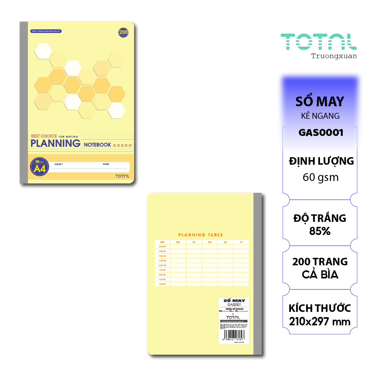 Sổ may dán gáy cao cấp Total GAS0001 200 trang