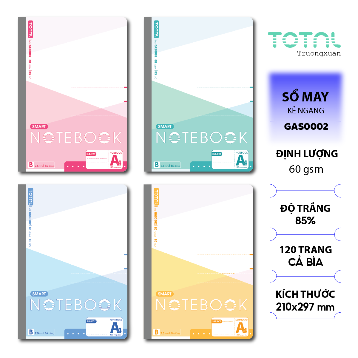 Sổ may dán gáy cao cấp Total GAS0002 120 trang