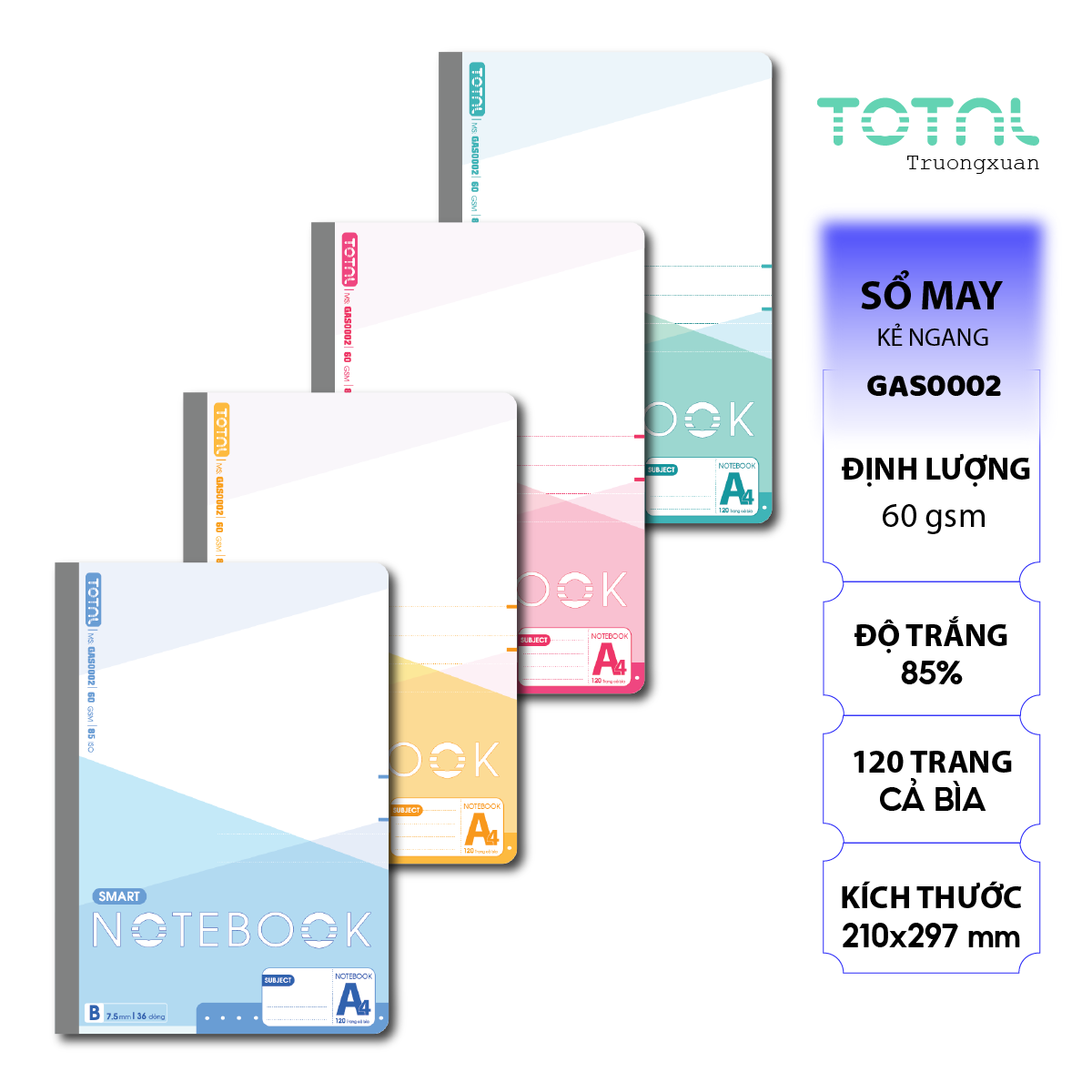 Sổ may dán gáy cao cấp Total GAS0002 120 trang