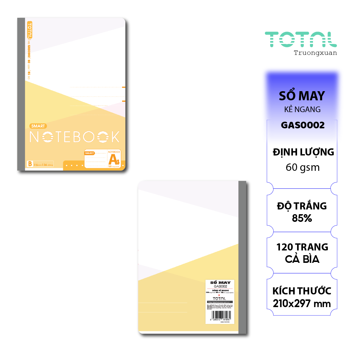 Sổ may dán gáy cao cấp Total GAS0002 120 trang