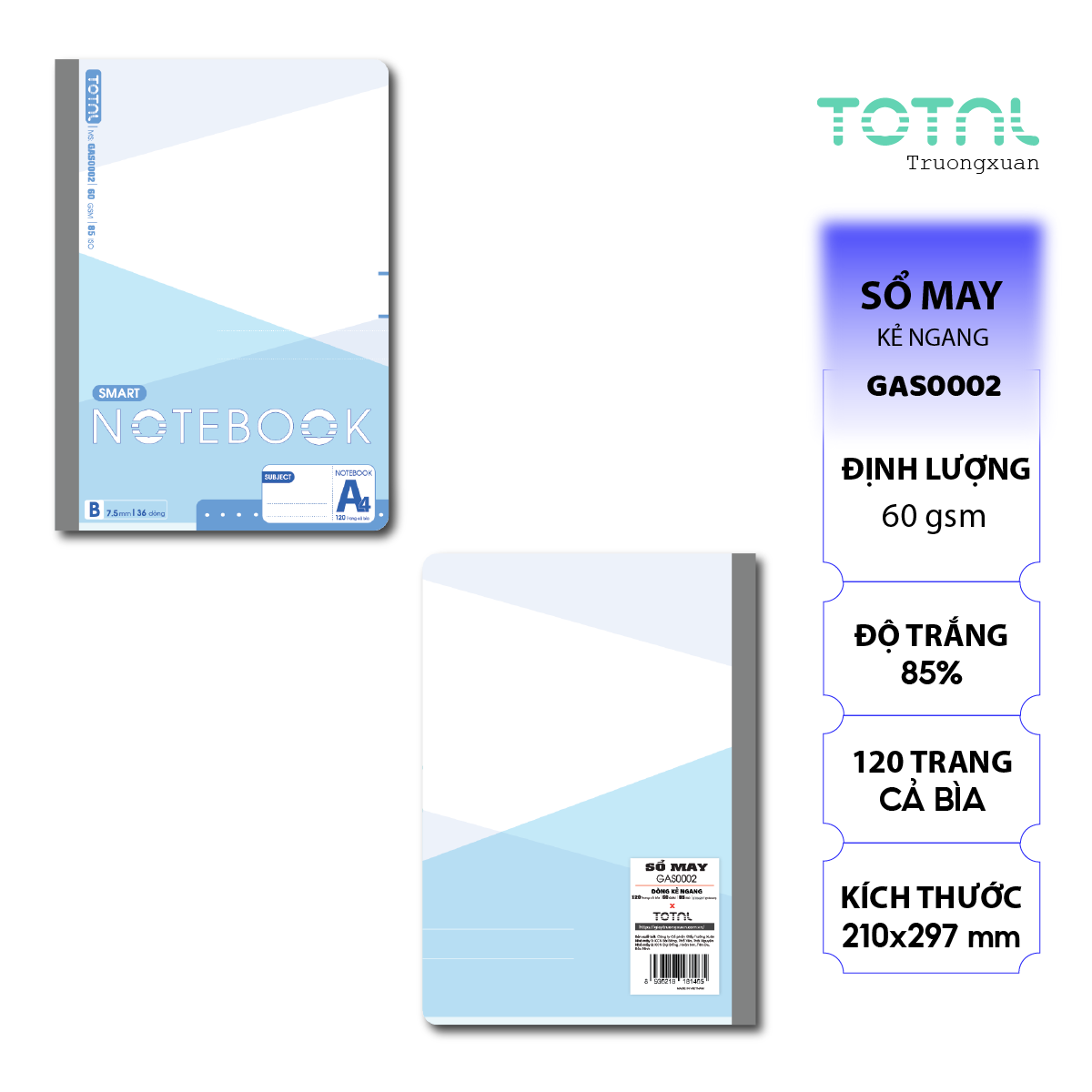 Sổ may dán gáy cao cấp Total GAS0002 120 trang