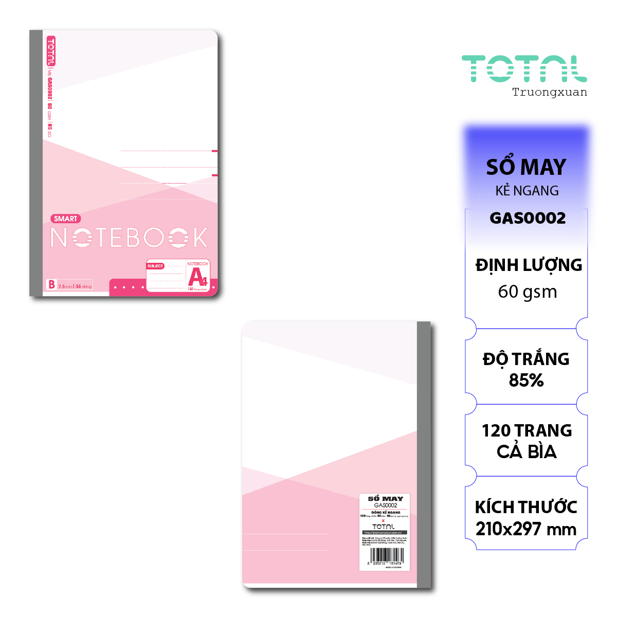 Sổ may dán gáy cao cấp Total GAS0002 120 trang