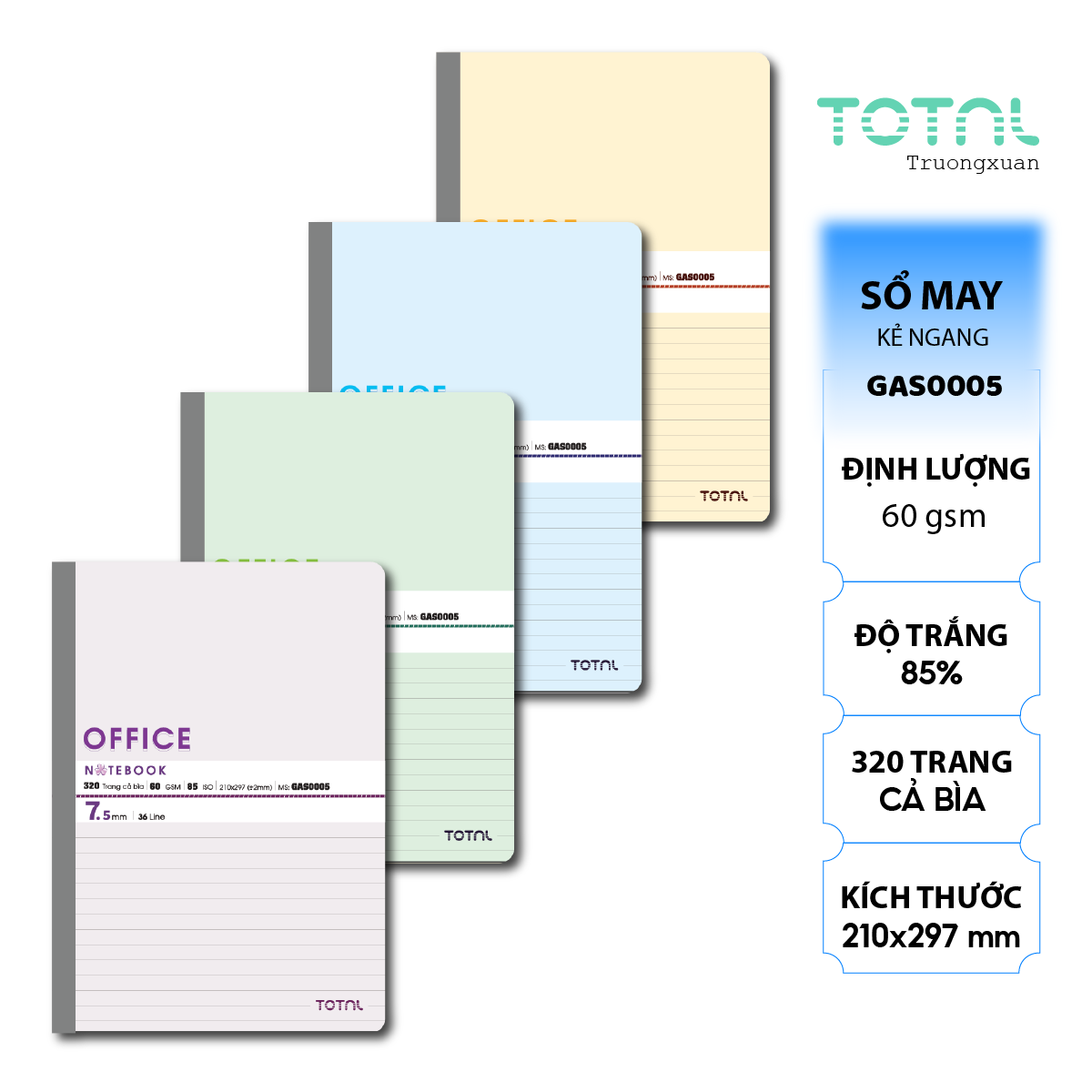 Sổ may dán gáy cao cấp Total GAS0005 320 trang