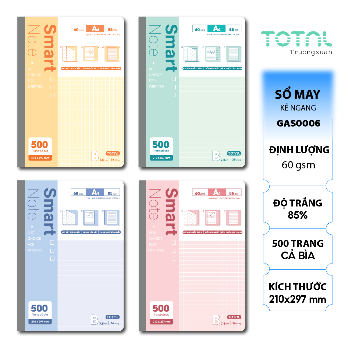 Sổ may dán gáy cao cấp Total GAS0006 500 trang