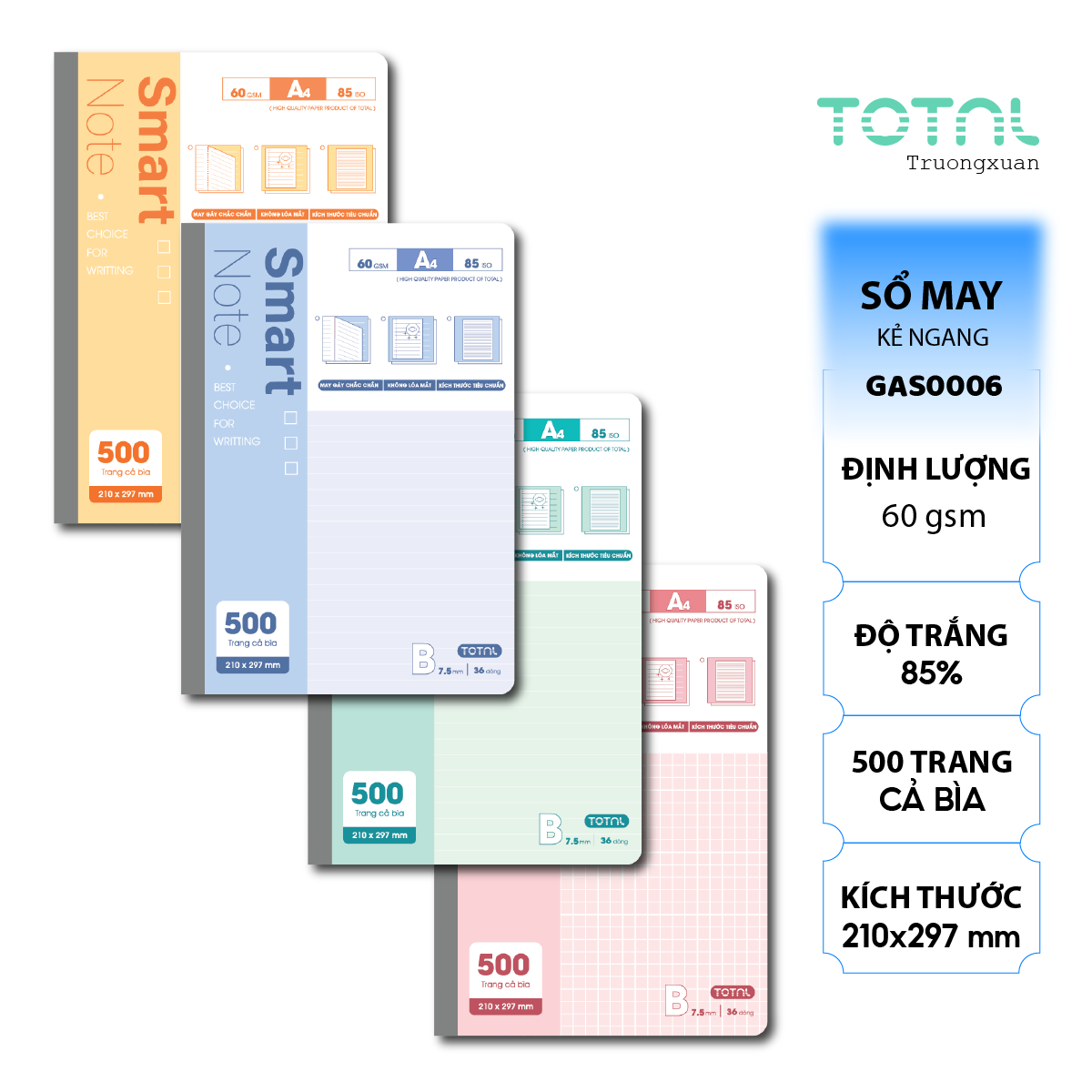 Sổ may dán gáy cao cấp Total GAS0006 500 trang