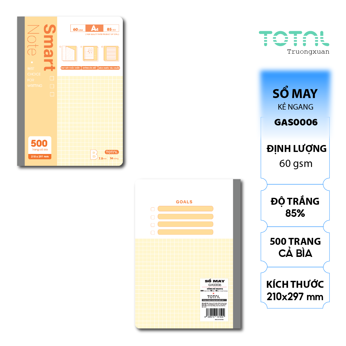 Sổ may dán gáy cao cấp Total GAS0006 500 trang