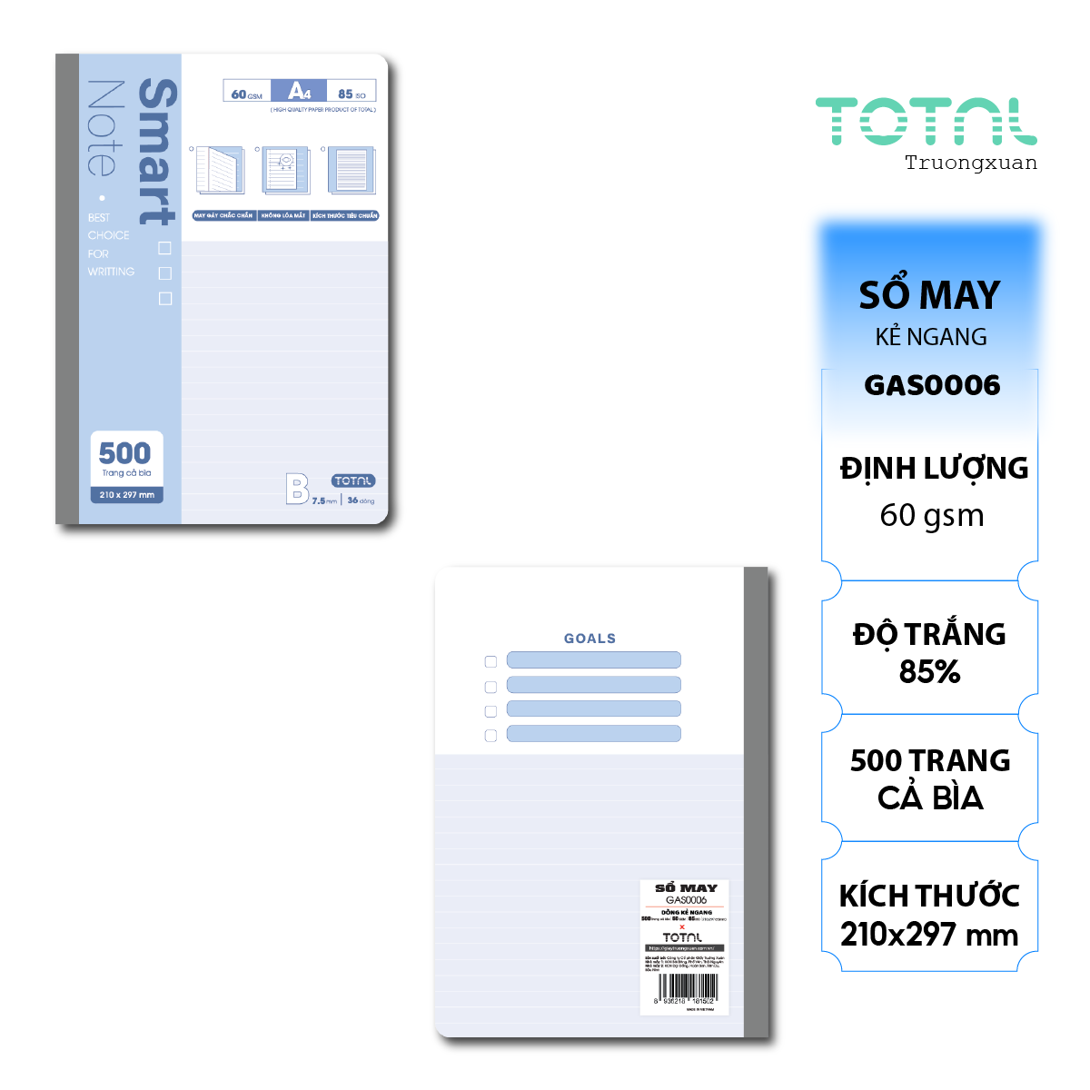 Sổ may dán gáy cao cấp Total GAS0006 500 trang