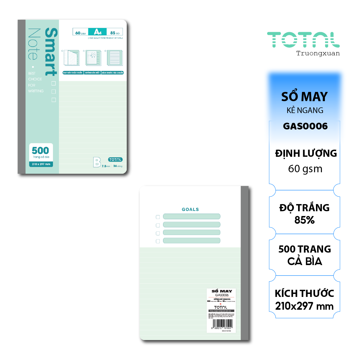 Sổ may dán gáy cao cấp Total GAS0006 500 trang