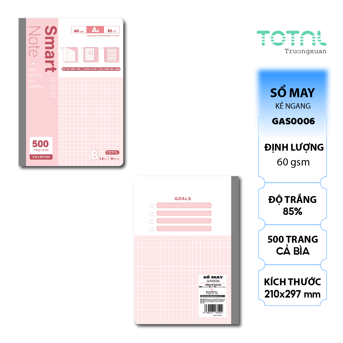 Sổ may dán gáy cao cấp Total GAS0006 500 trang