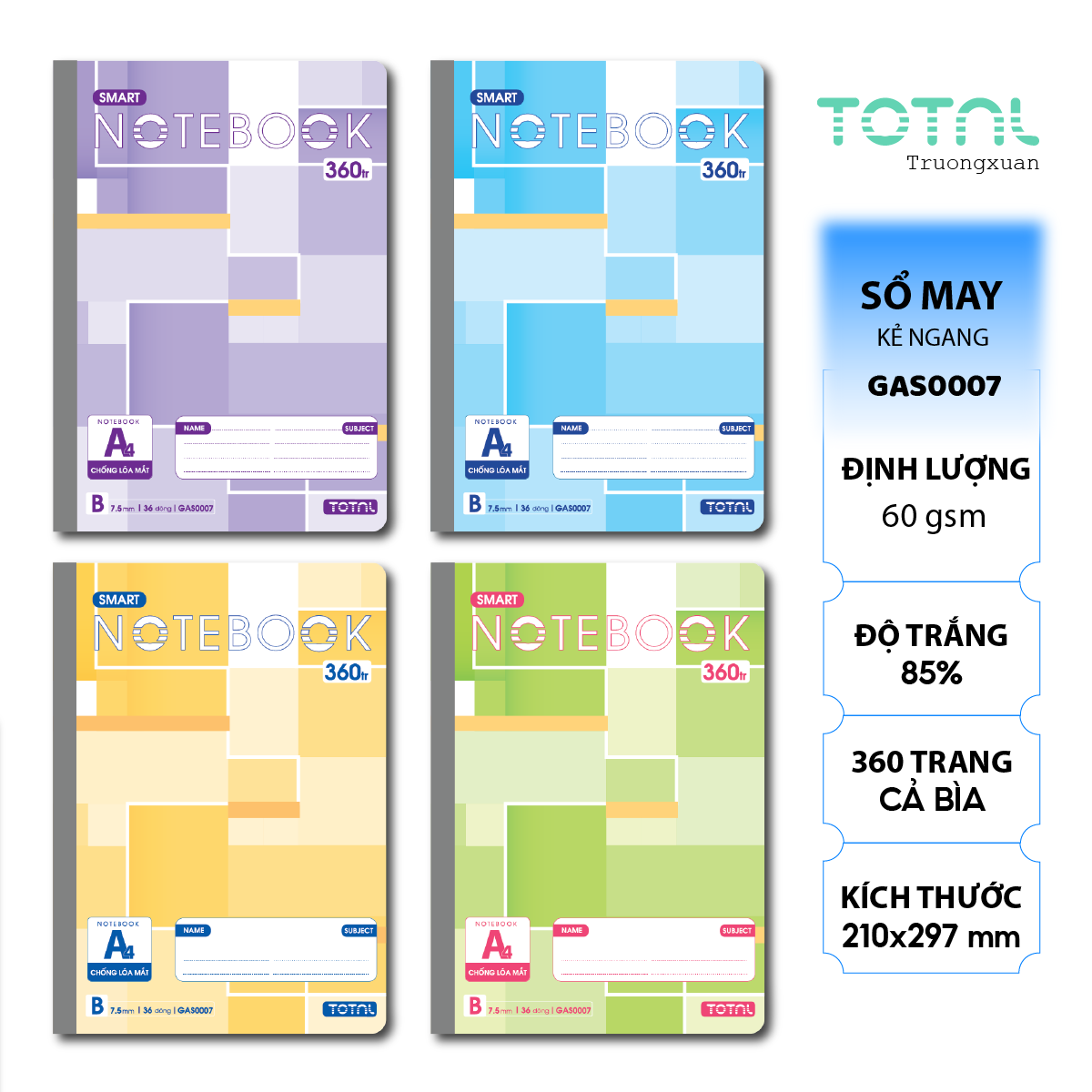 Sổ may dán gáy cao cấp Total GAS0007 360 trang