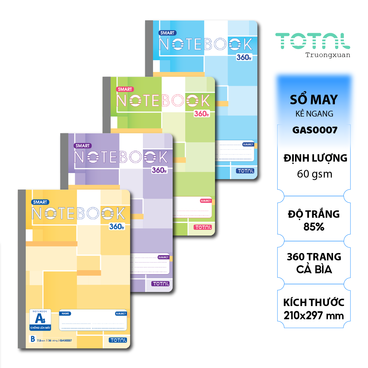 Sổ may dán gáy cao cấp Total GAS0007 360 trang