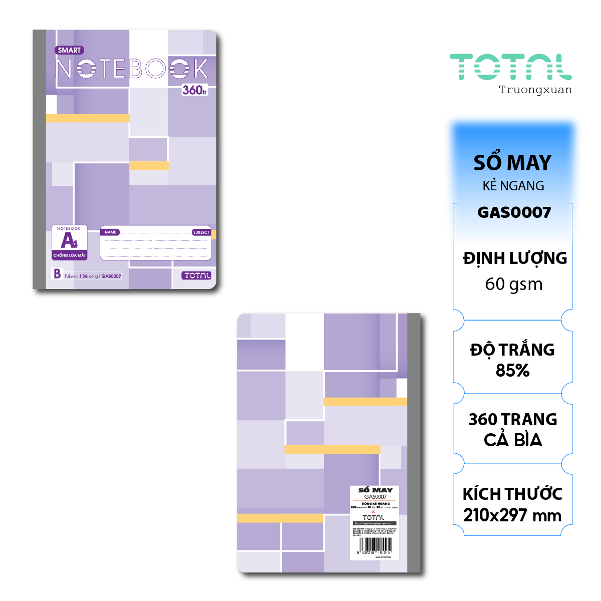 Sổ may dán gáy cao cấp Total GAS0007 360 trang