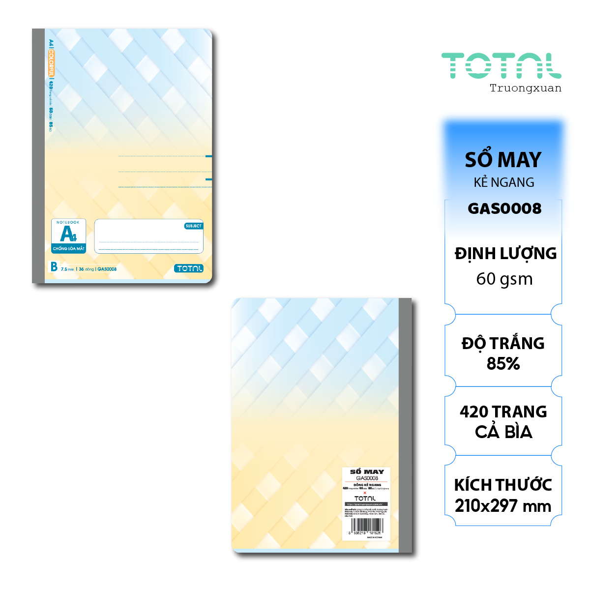 Sổ may dán gáy cao cấp Total GAS0008 420 trang