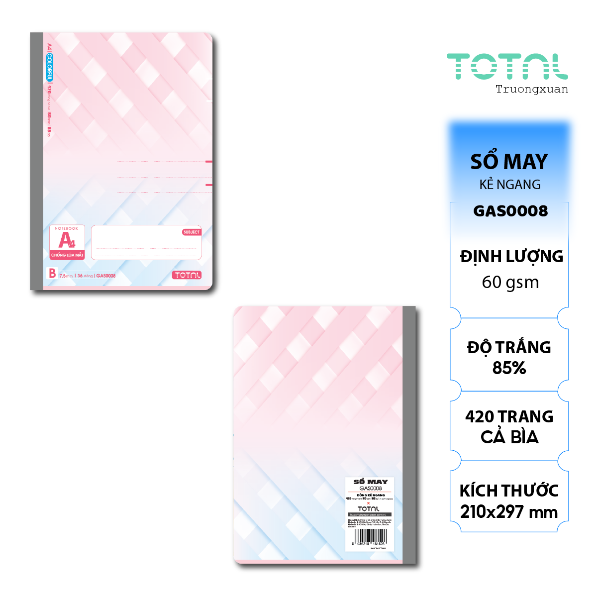 Sổ may dán gáy cao cấp Total GAS0008 420 trang