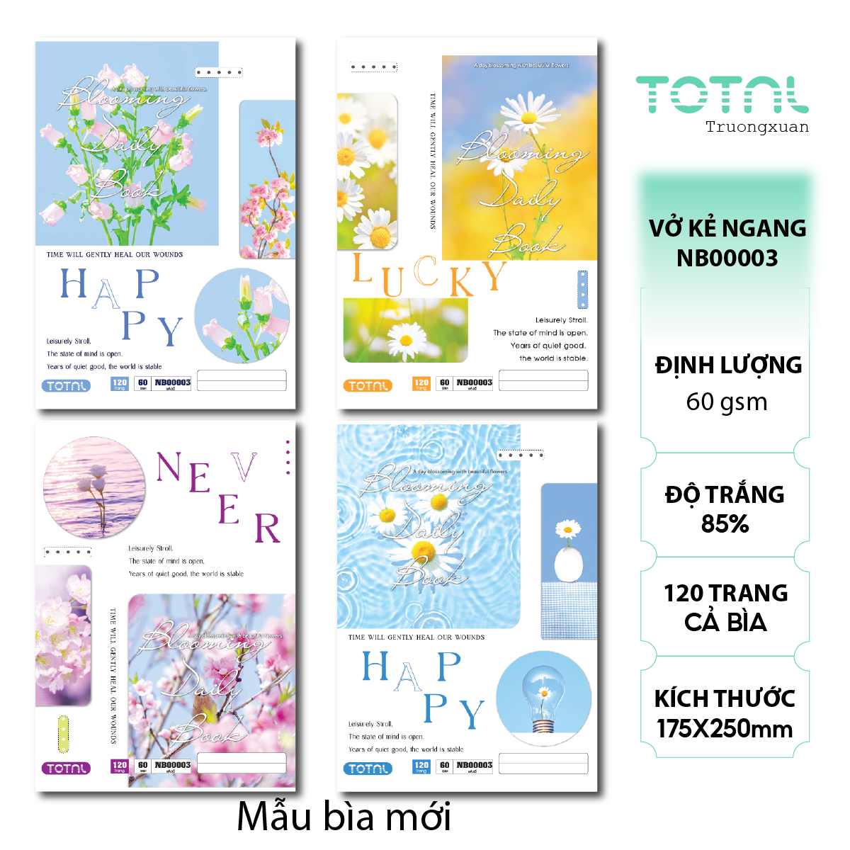 Vở kẻ ngang Total The Floral Series 120 trang